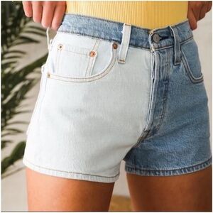 Levi's Women's 501 High Rise Two-Tone Straight Denim Jean Shorts Size 30 Blue